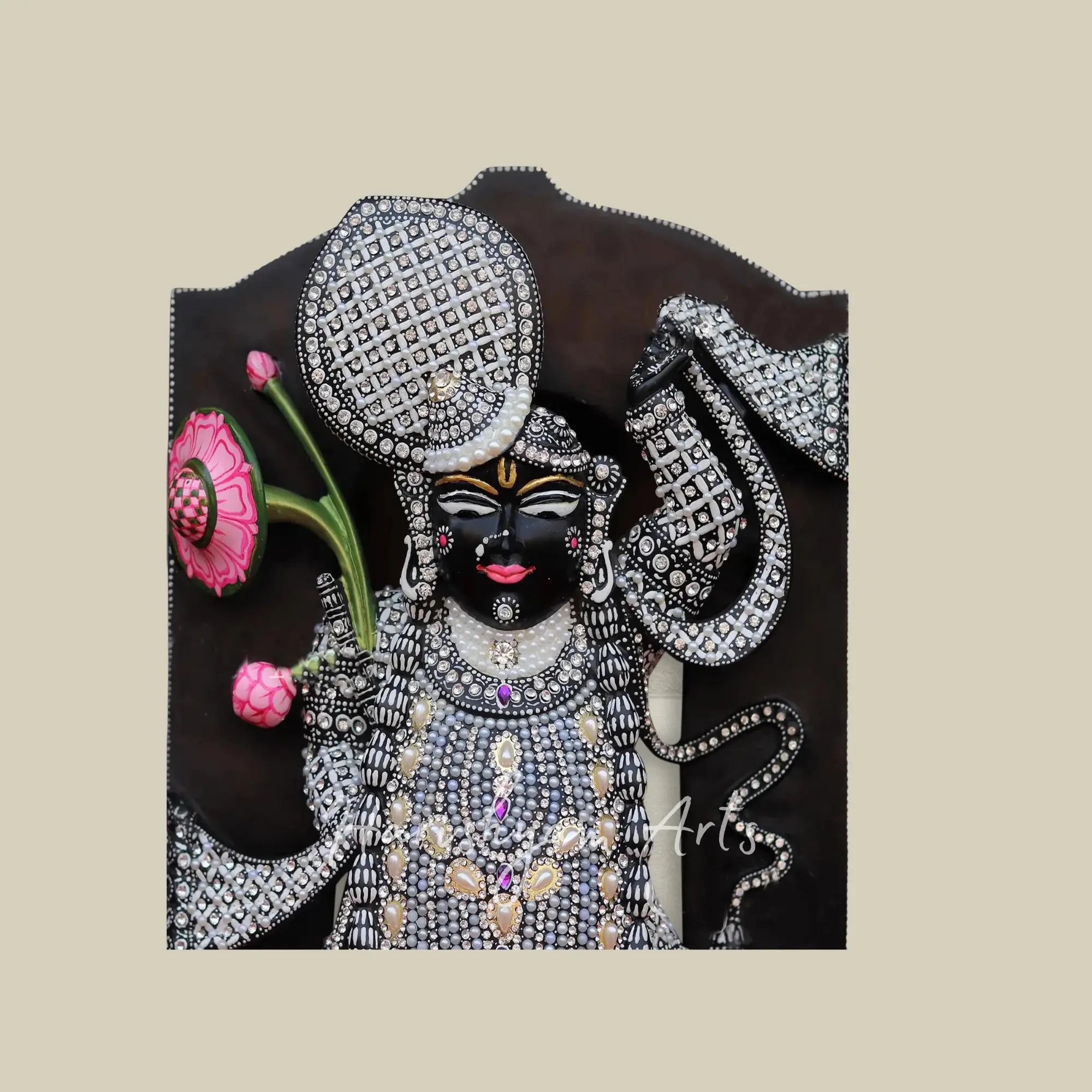 18 inches Nathdwara Shrinathji Murti in Black Marble 2