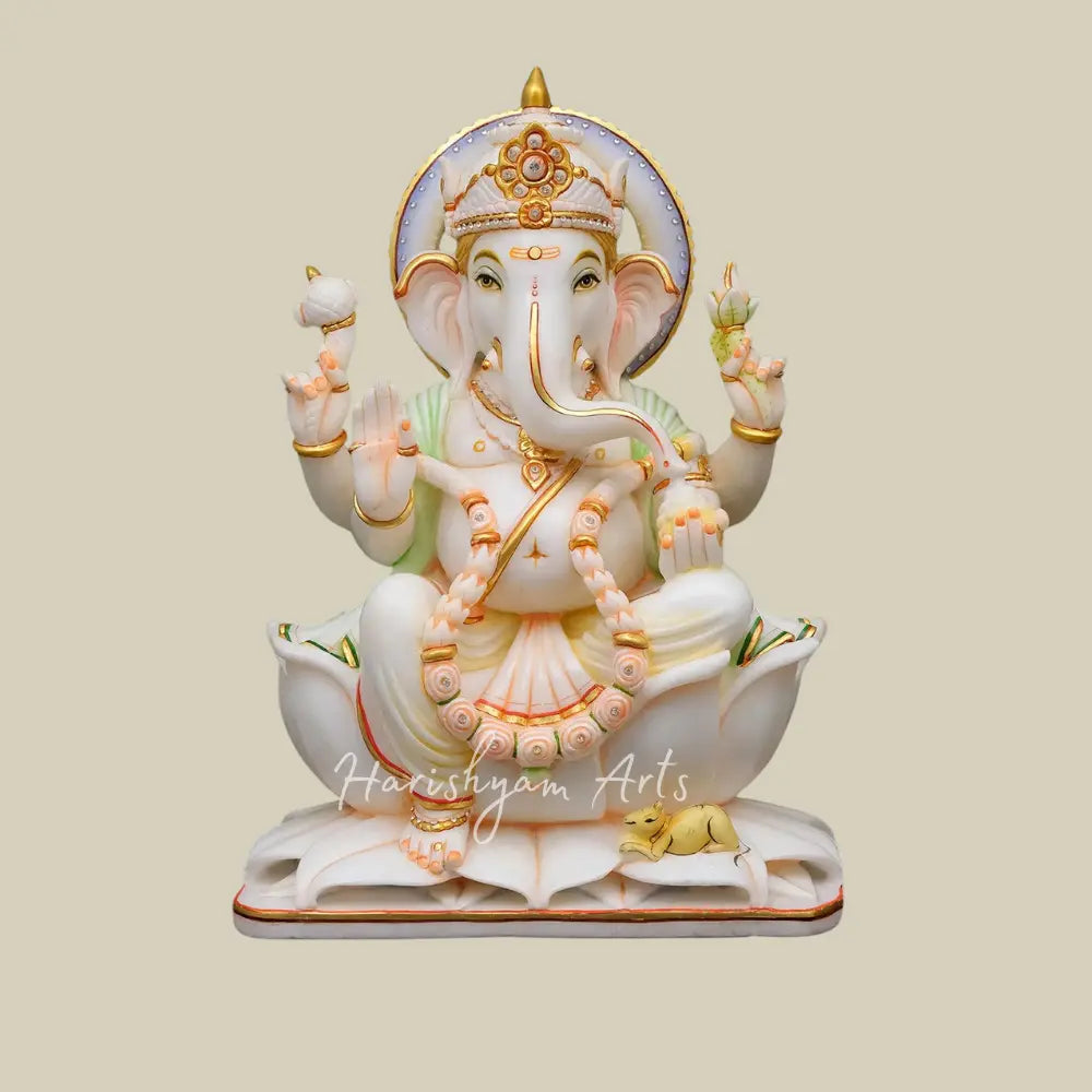 18" Pure Marble Ganesha Statue