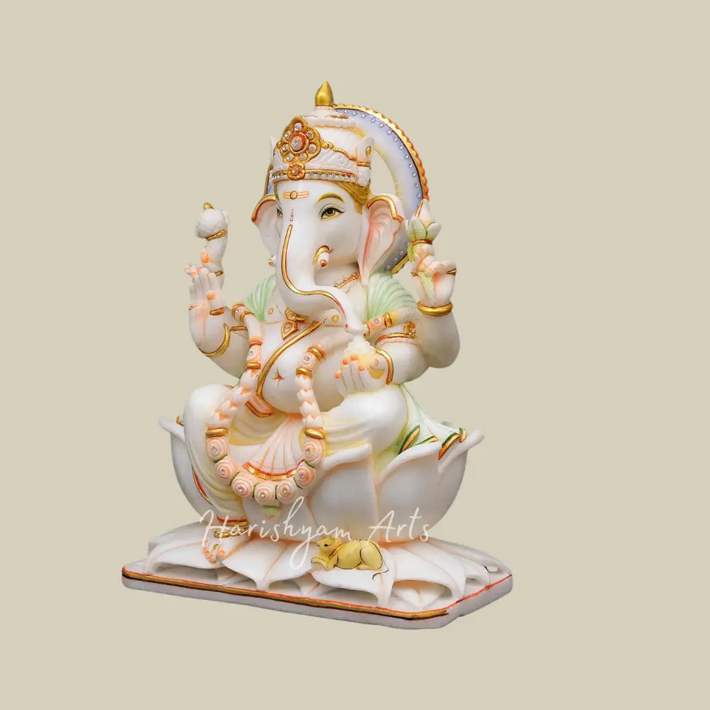 18" Pure Marble Ganesha Statue