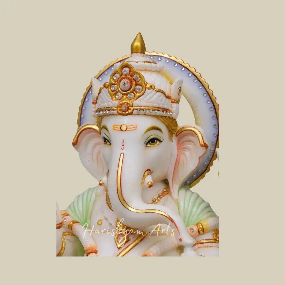 18" Pure Marble Ganesha Statue