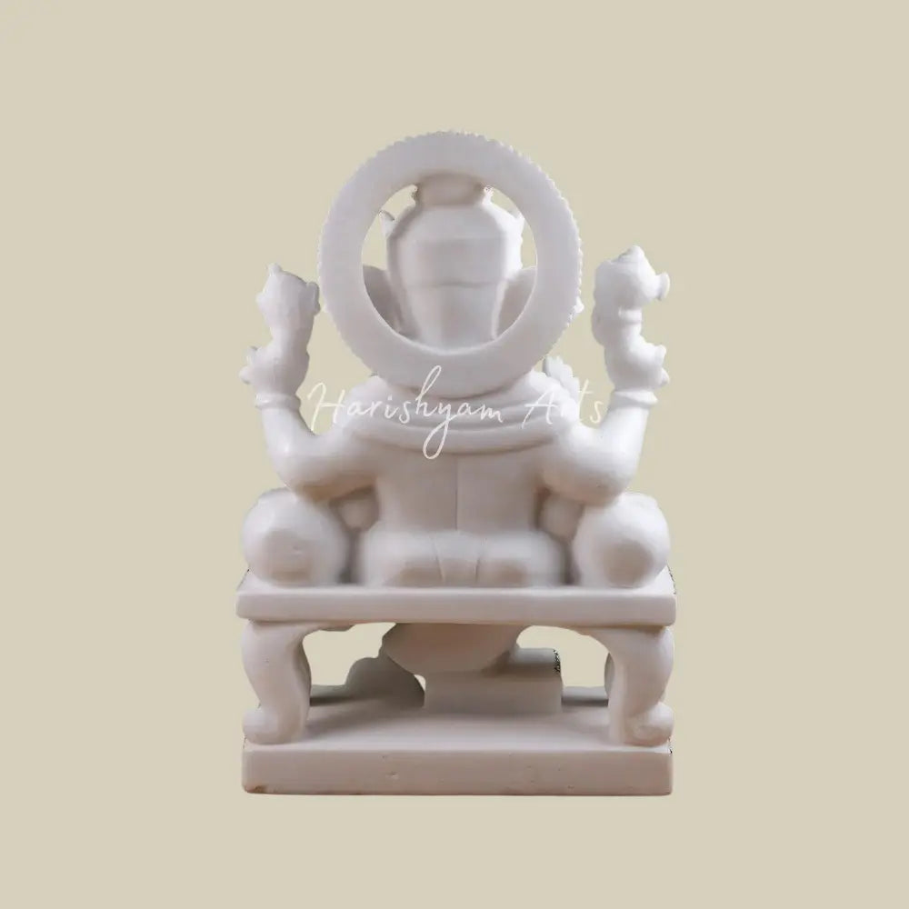 18" Super White Marble Ganesha Statue