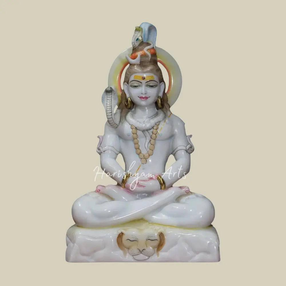 18" White Makrana Marble Shiva Statue