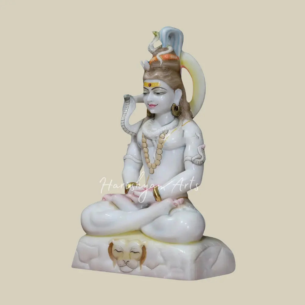 18" White Makrana Marble Shiva Statue