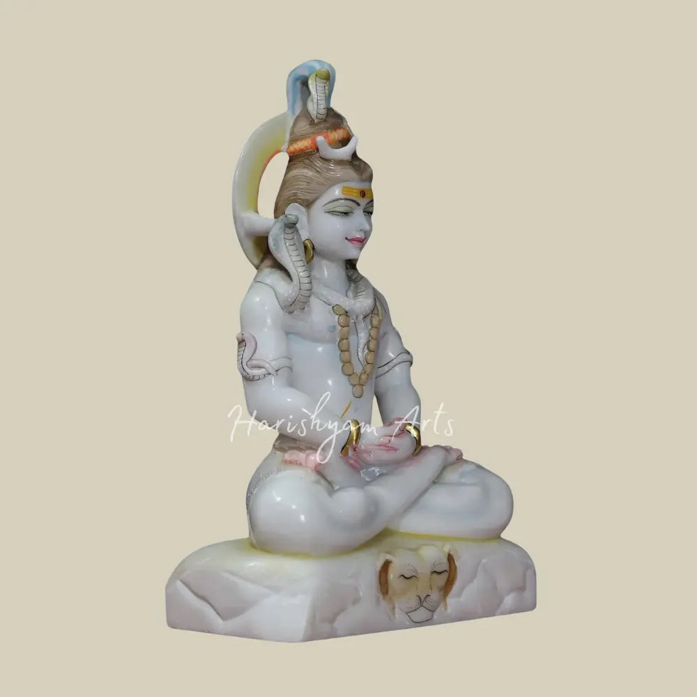 18" White Makrana Marble Shiva Statue