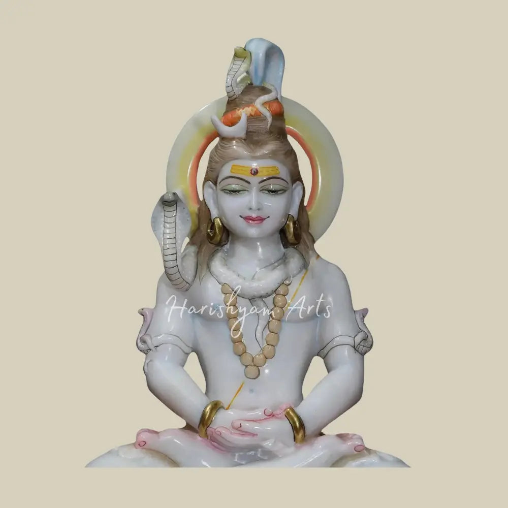 18" White Makrana Marble Shiva Statue