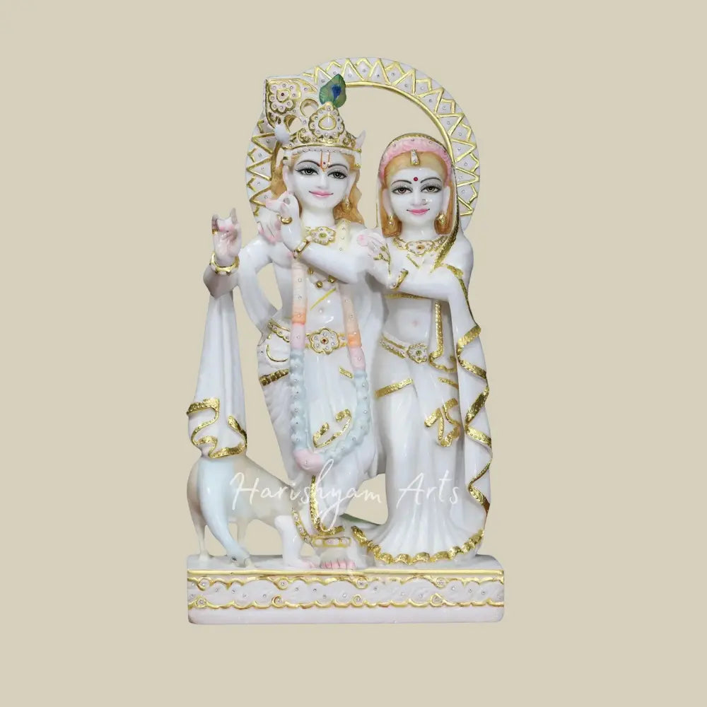 18" White Radha Krishna with peacock