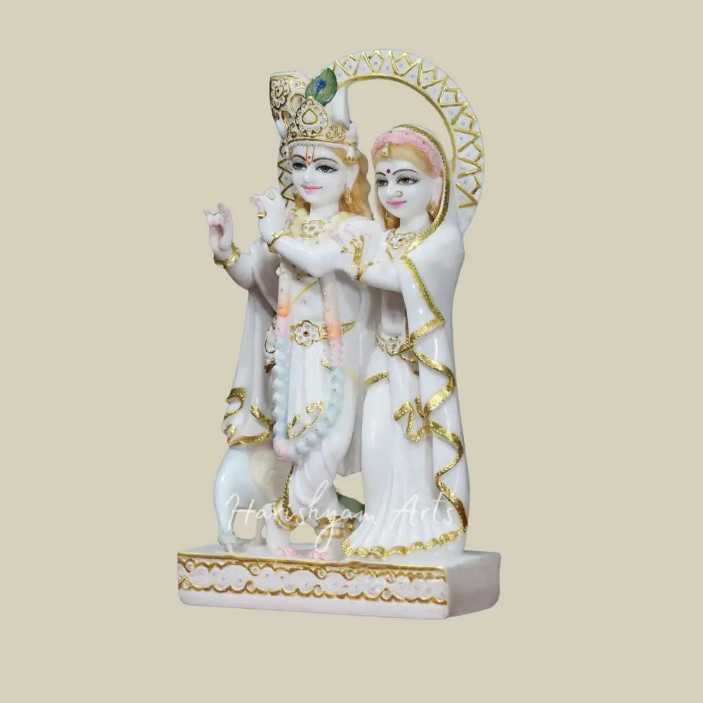 18" White Radha Krishna with peacock