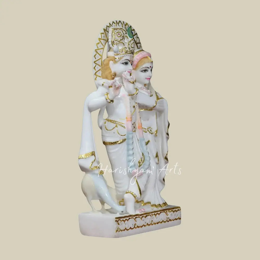 18" White Radha Krishna with peacock