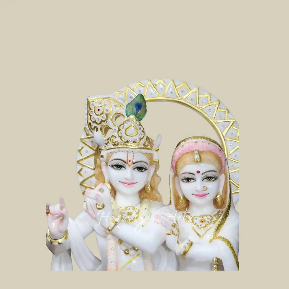 18" White Radha Krishna with peacock