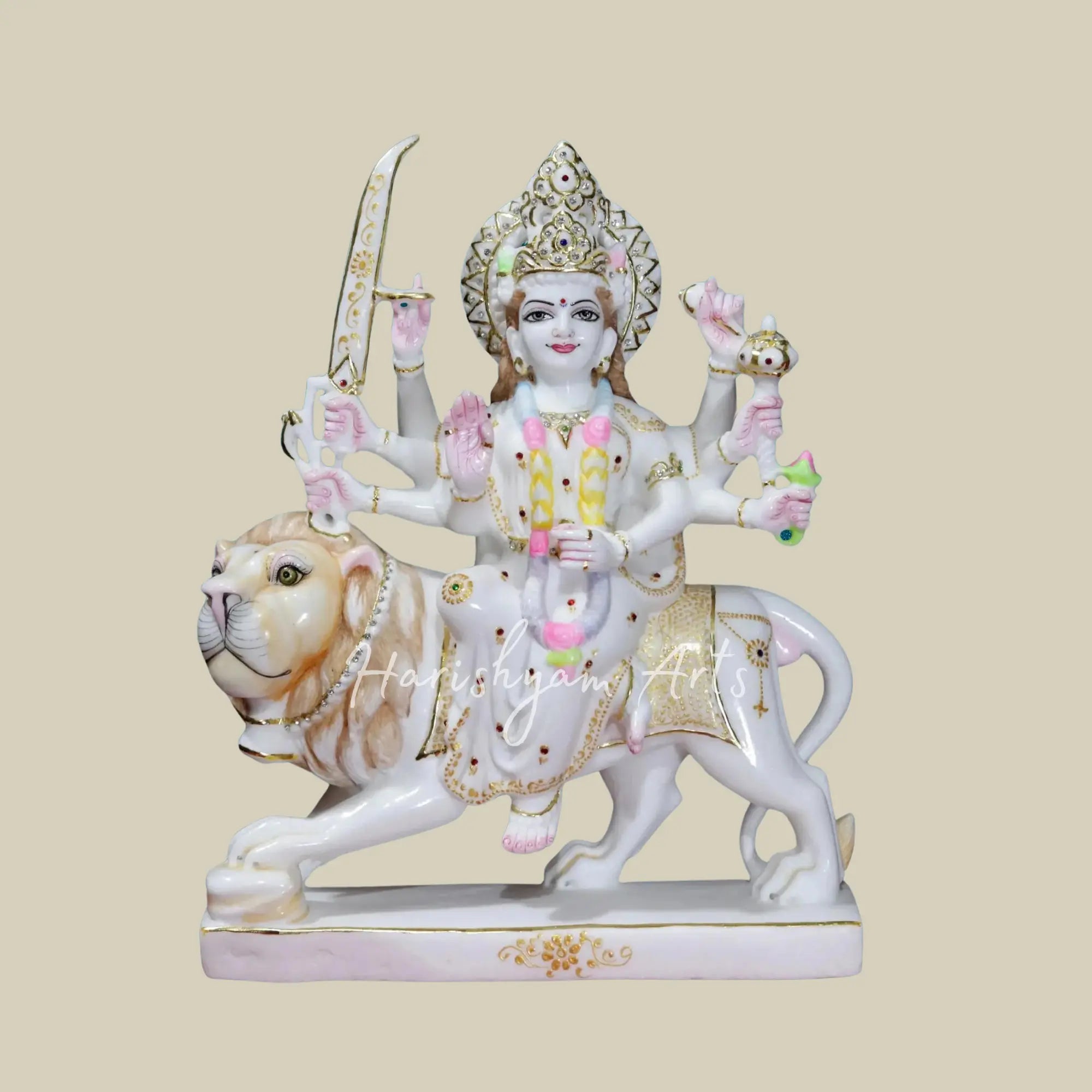 18 inches White marble Durga statue