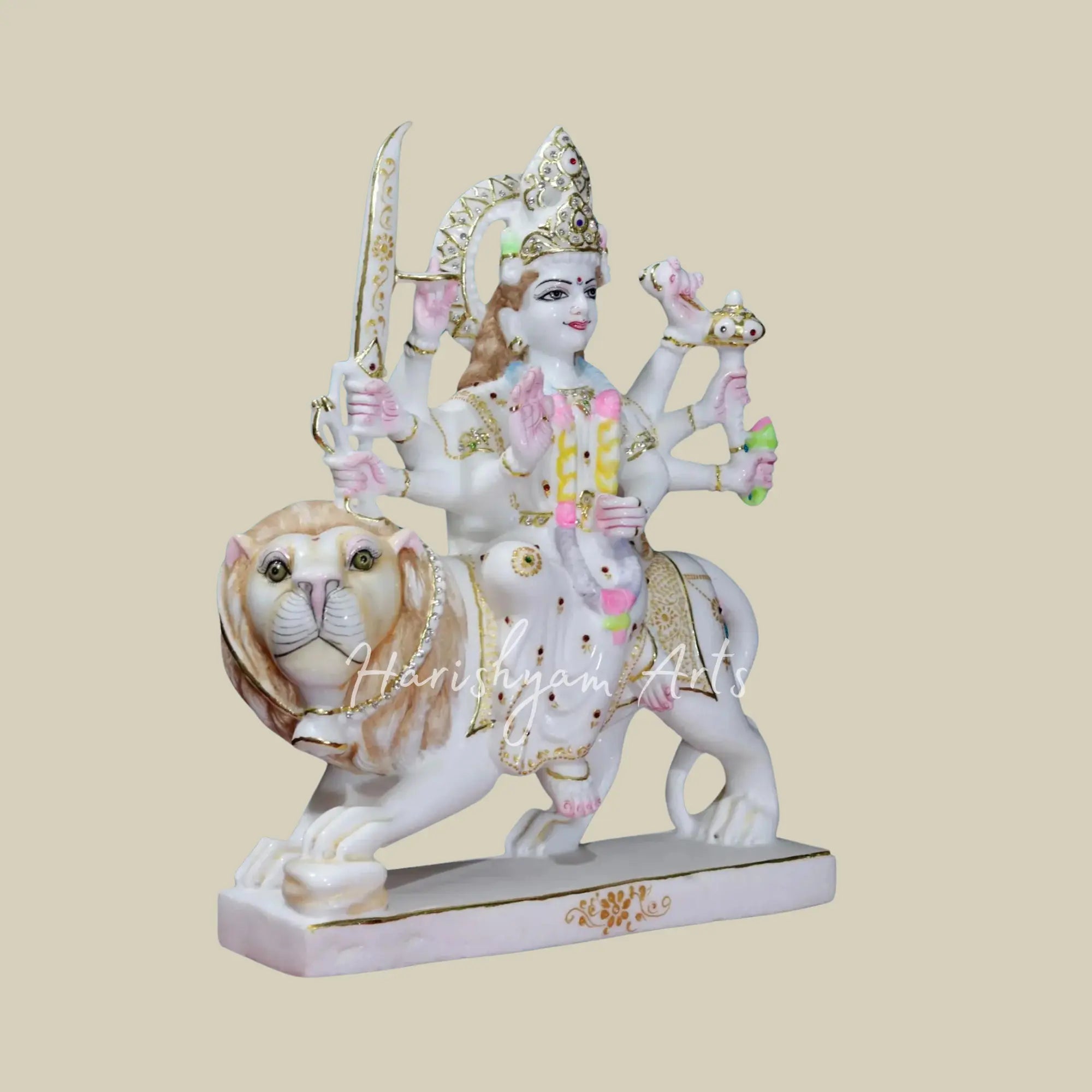 18 inches White marble Durga statue