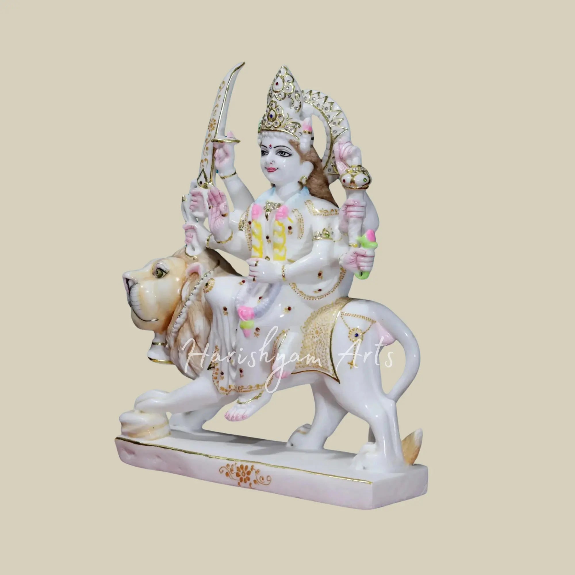 18 inches White marble Durga statue