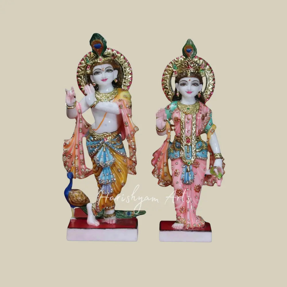 18" beauitful radha krishna makrana marble  idol