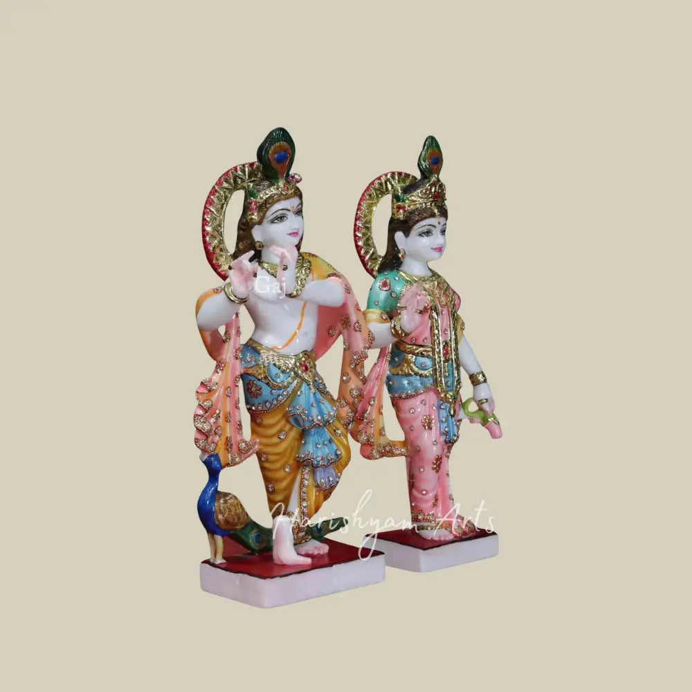 18" beauitful radha krishna makrana marble  idol