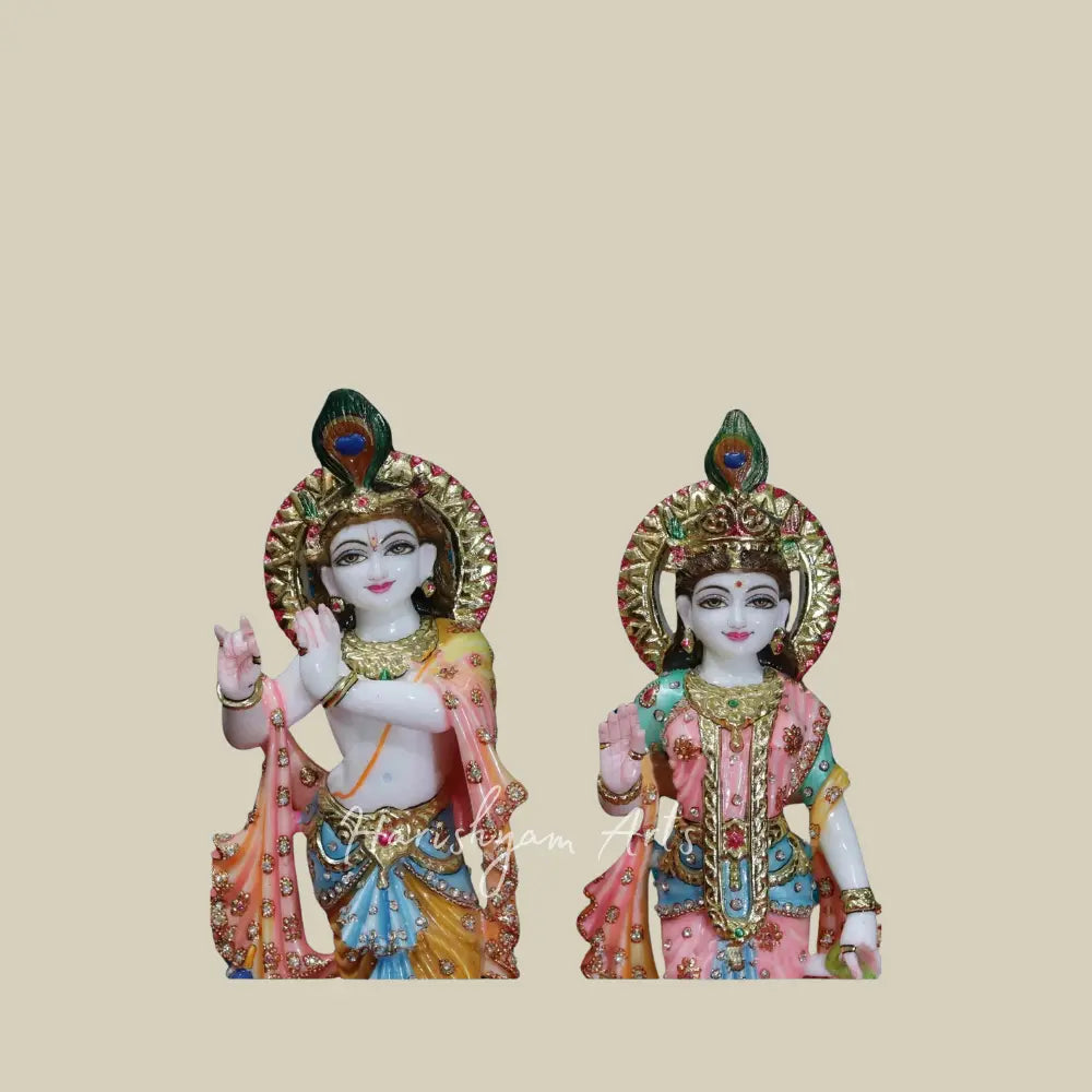 18" beauitful radha krishna makrana marble  idol