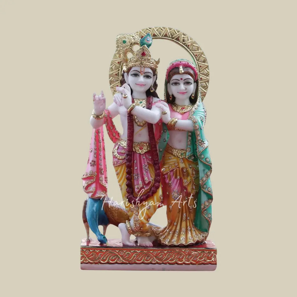 18" elegant marble statue of radha and krishna