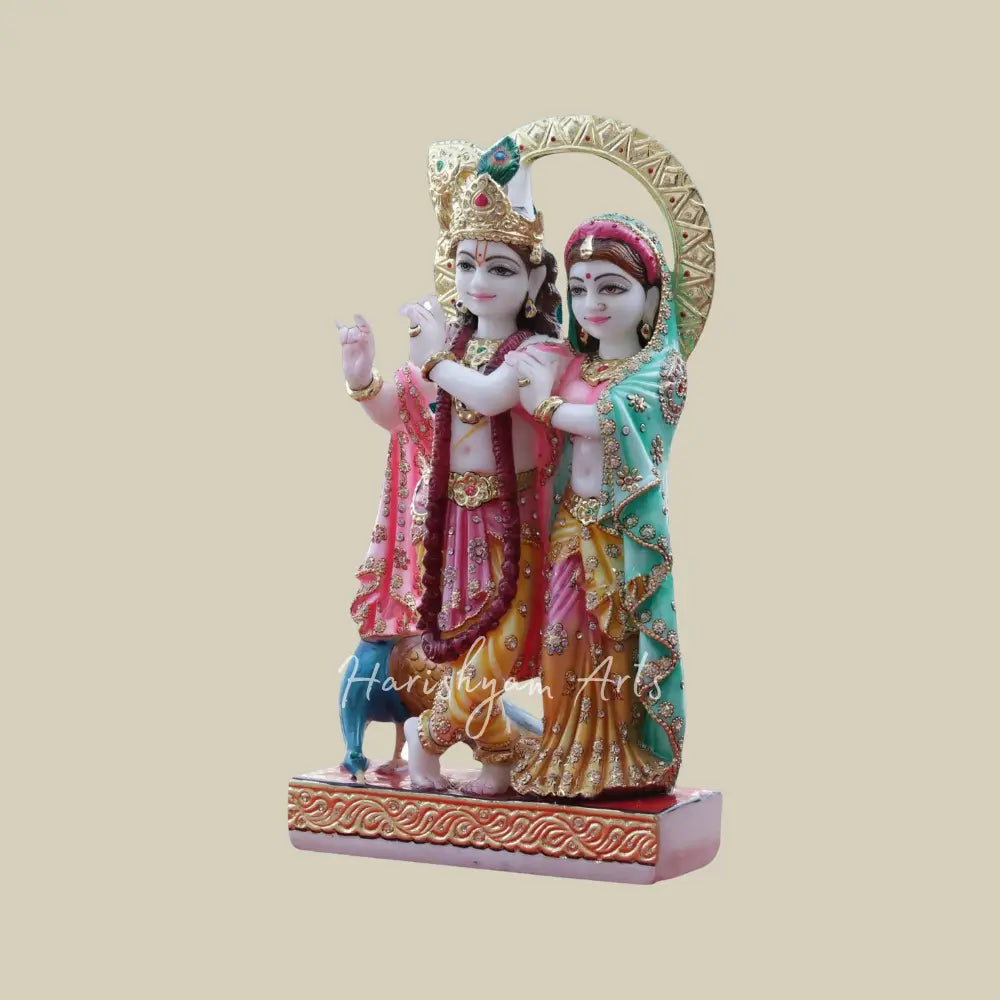 18" elegant marble statue of radha and krishna