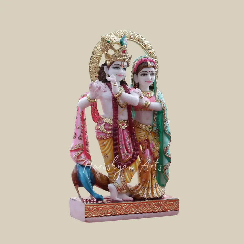 18" elegant marble statue of radha and krishna