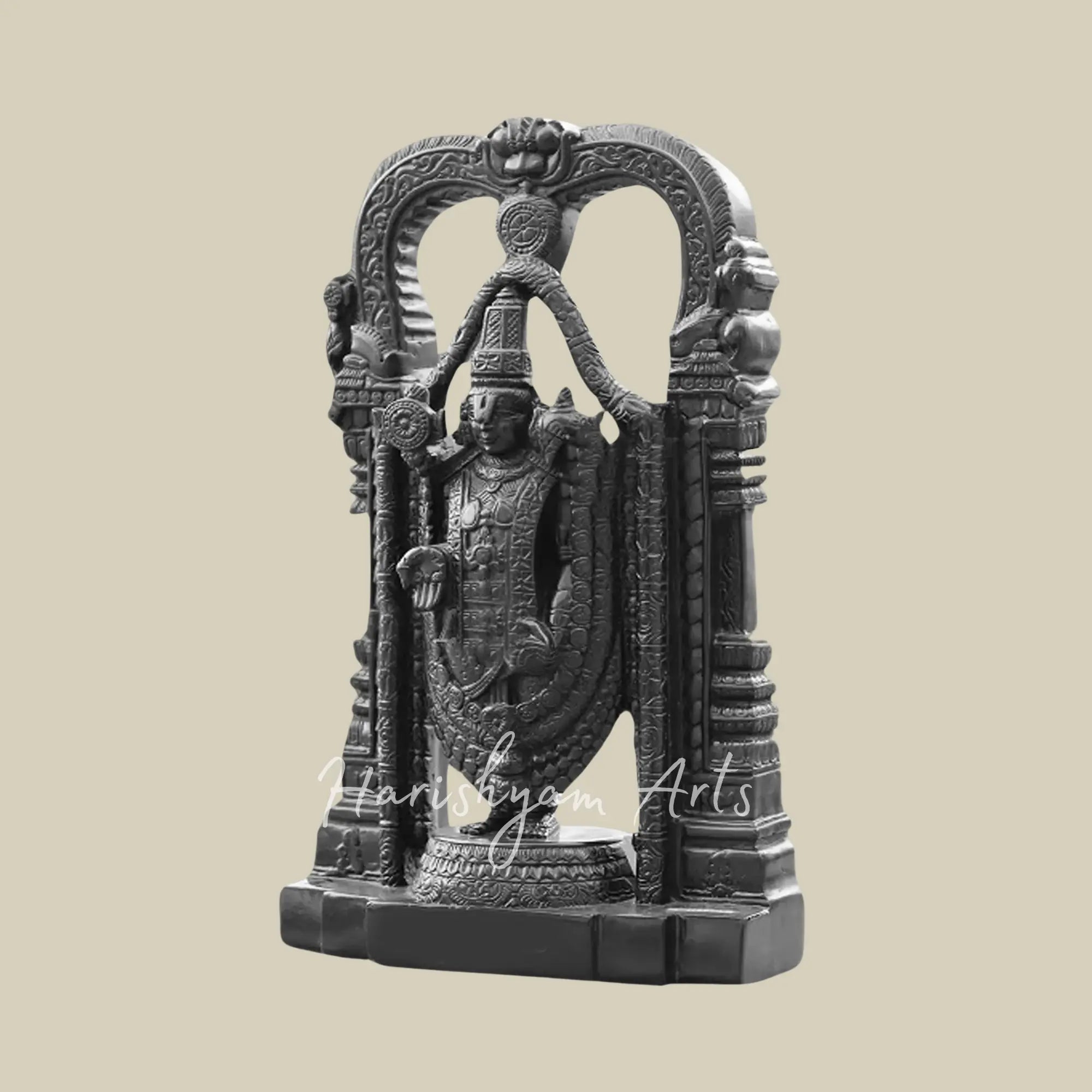 18 inches lord venkateswara idol for home in black marble 3