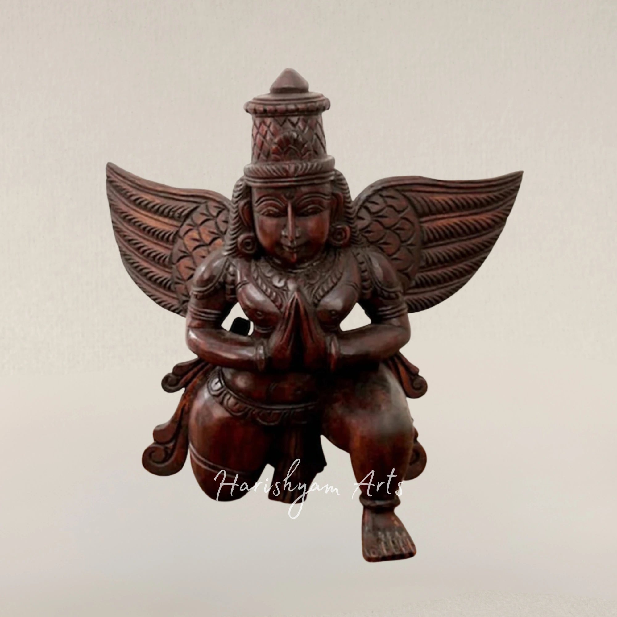 19" Aesthetic Wooden Garuda Tabletop Idol Exquisitely Crafted Spiritual Sculpture