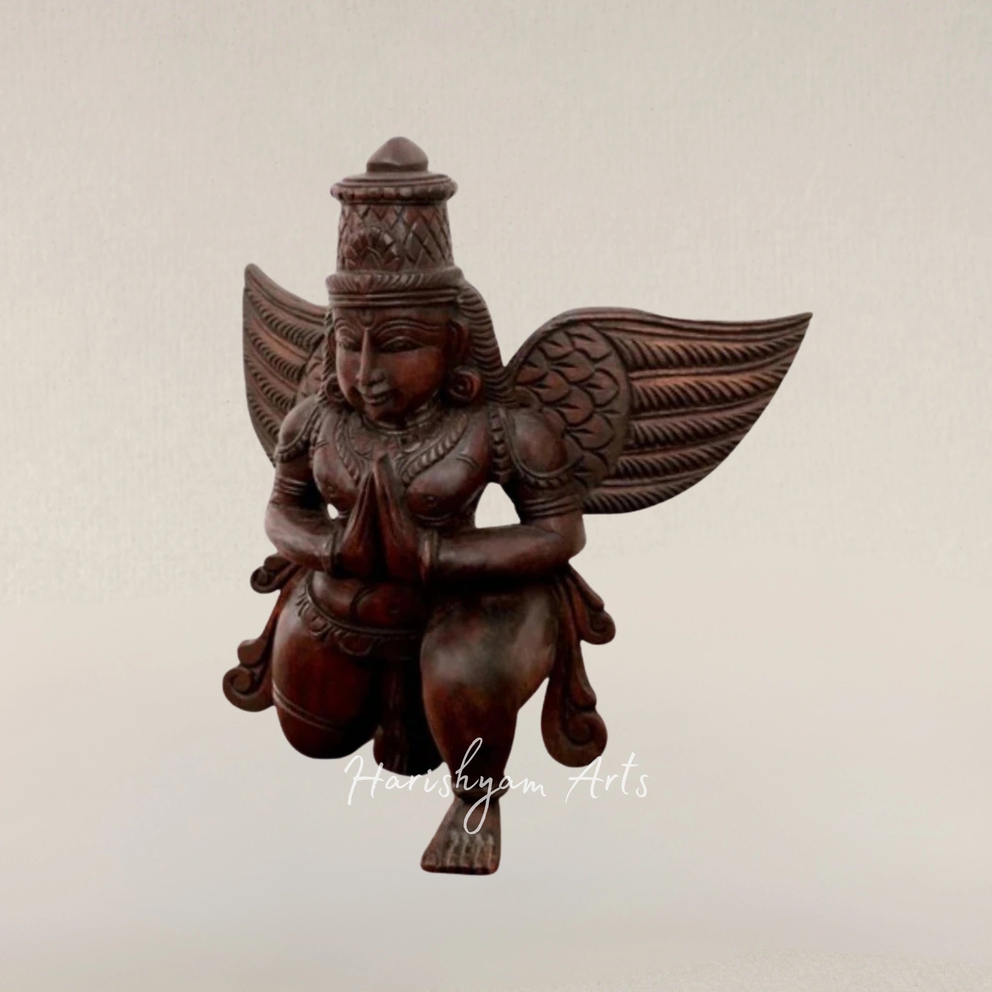 19" Aesthetic Wooden Garuda Tabletop Idol Exquisitely Crafted Spiritual Sculpture
