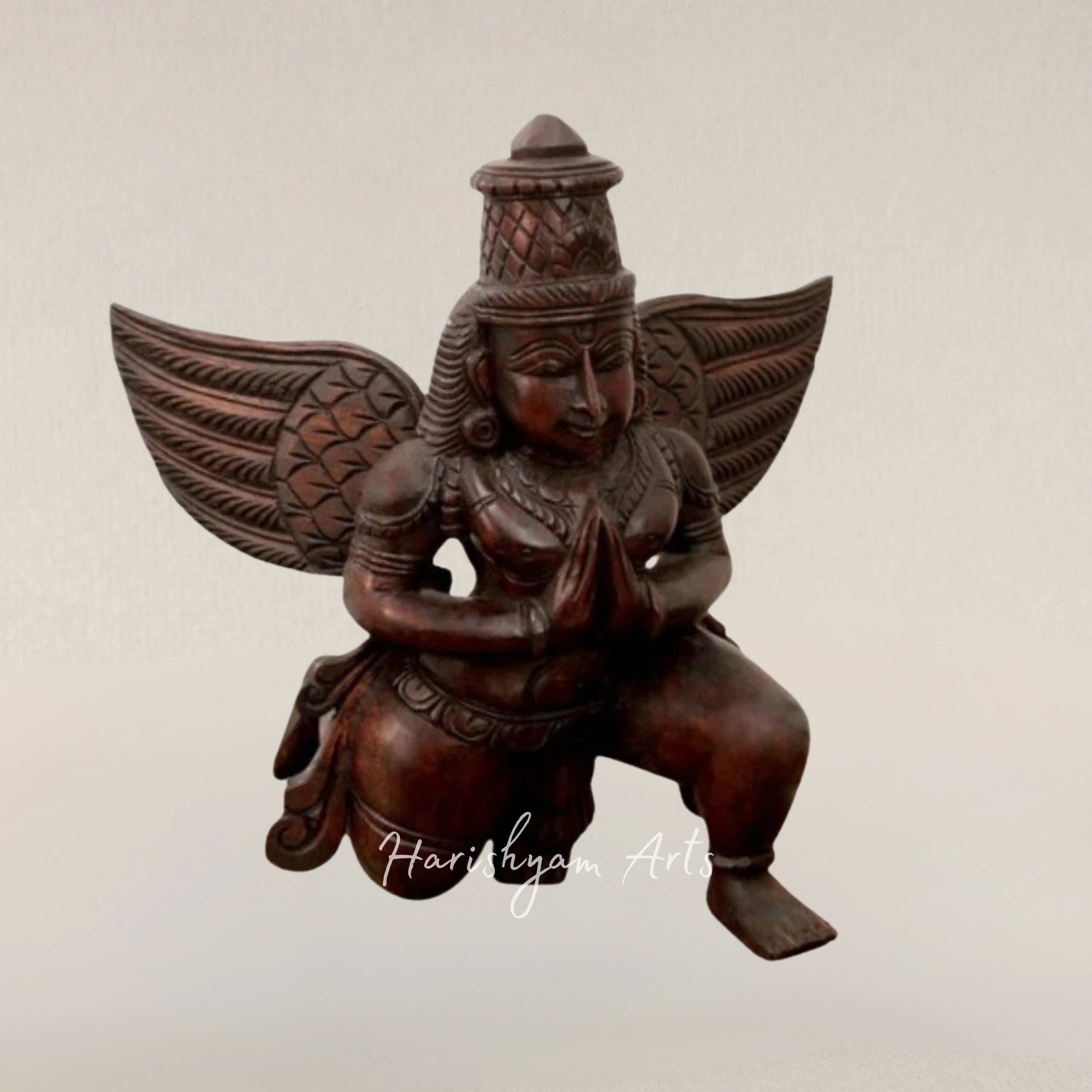 19" Aesthetic Wooden Garuda Tabletop Idol Exquisitely Crafted Spiritual Sculpture