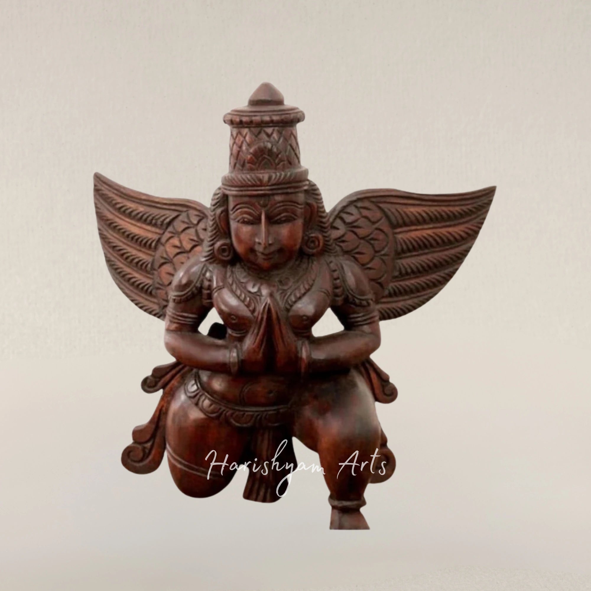 19" Aesthetic Wooden Garuda Tabletop Idol Exquisitely Crafted Spiritual Sculpture