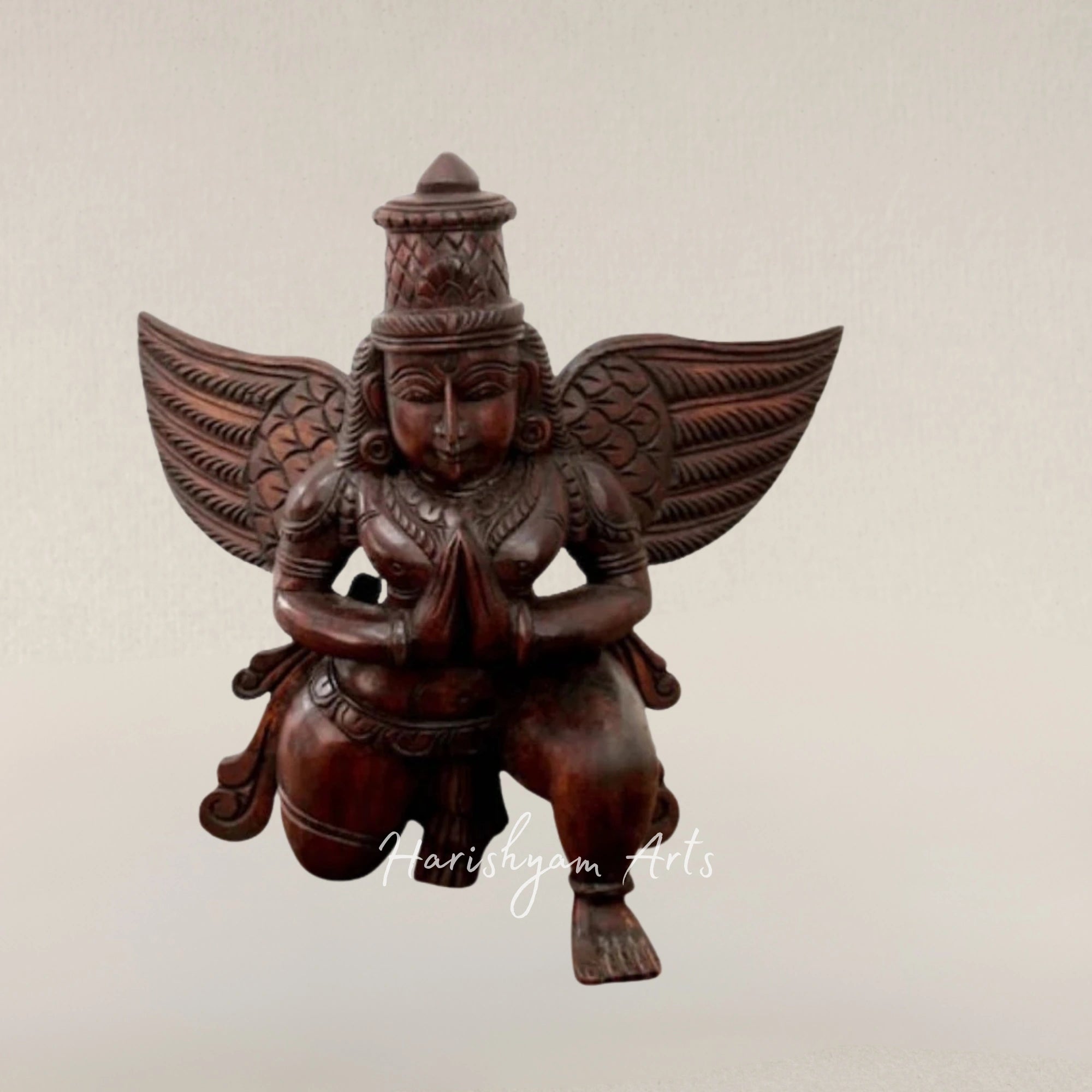 19" Aesthetic Wooden Garuda Tabletop Idol Exquisitely Crafted Spiritual Sculpture