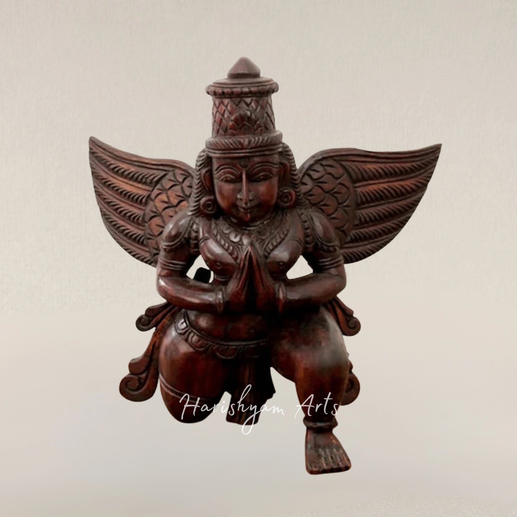 19" Aesthetic Wooden Garuda Tabletop Idol Exquisitely Crafted Spiritual Sculpture