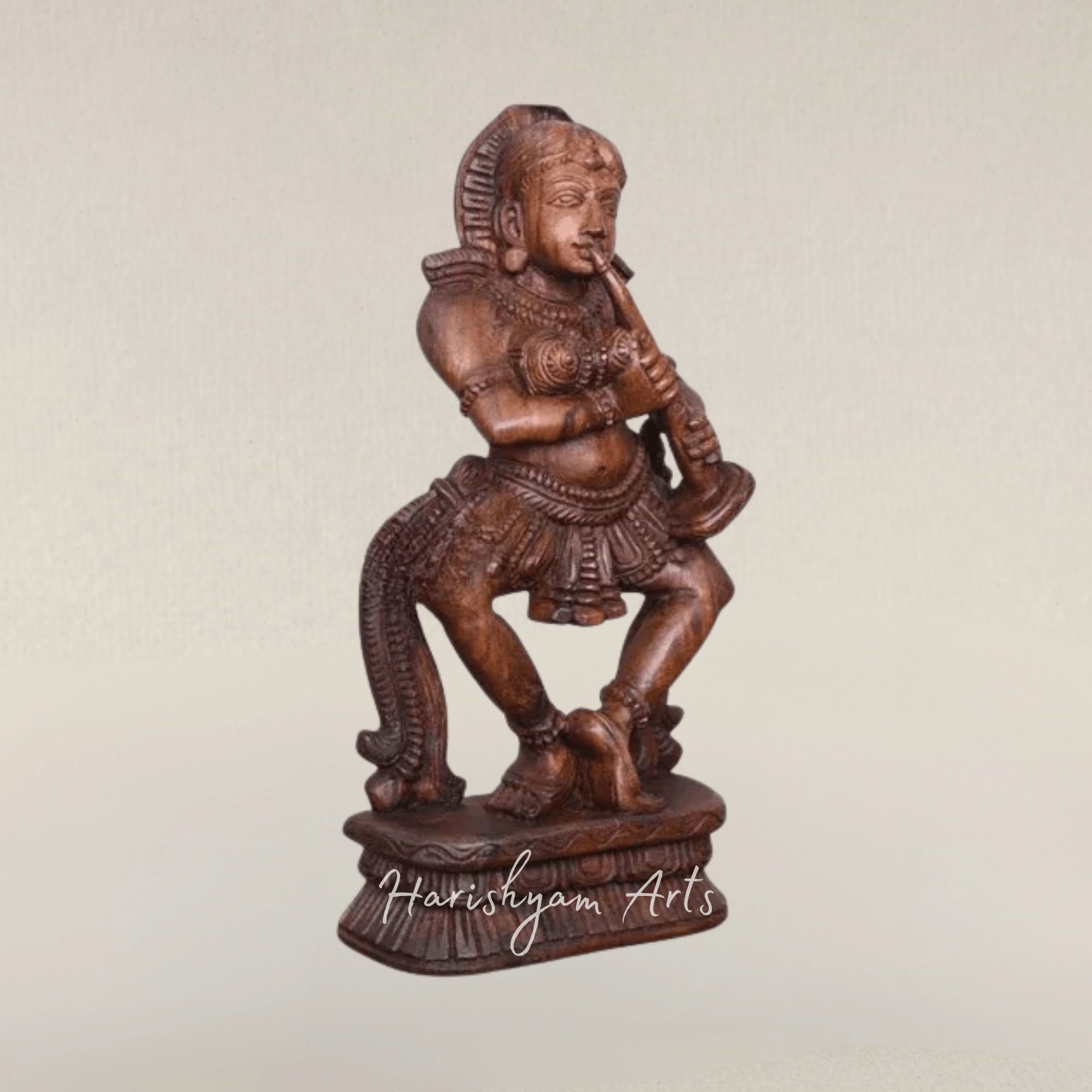 19" Apsara Music Goddess Wooden Sculpture Playing Shehnai