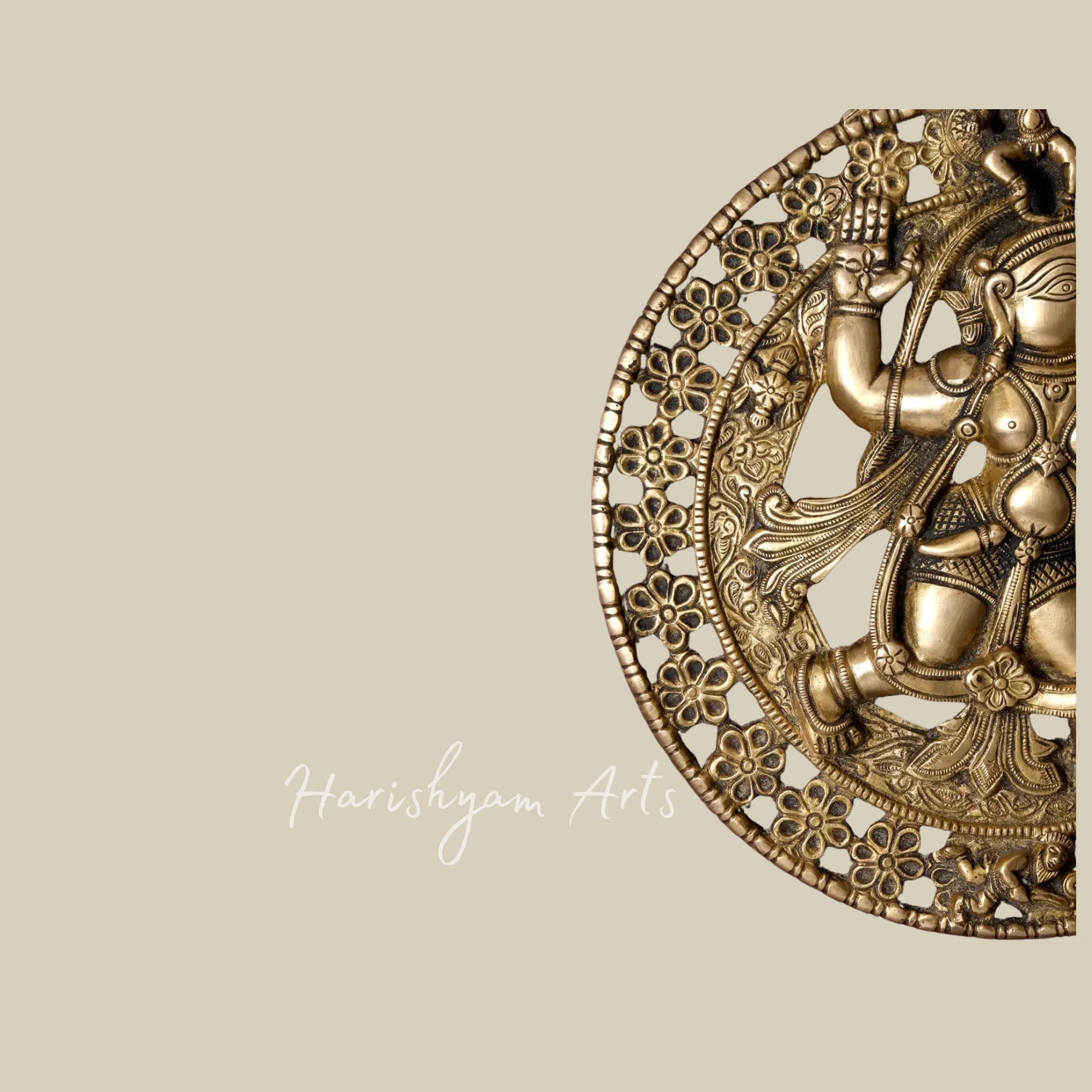19" Handcrafted Brass Lord Hanuman Wall Art with Classic Wooden Frame