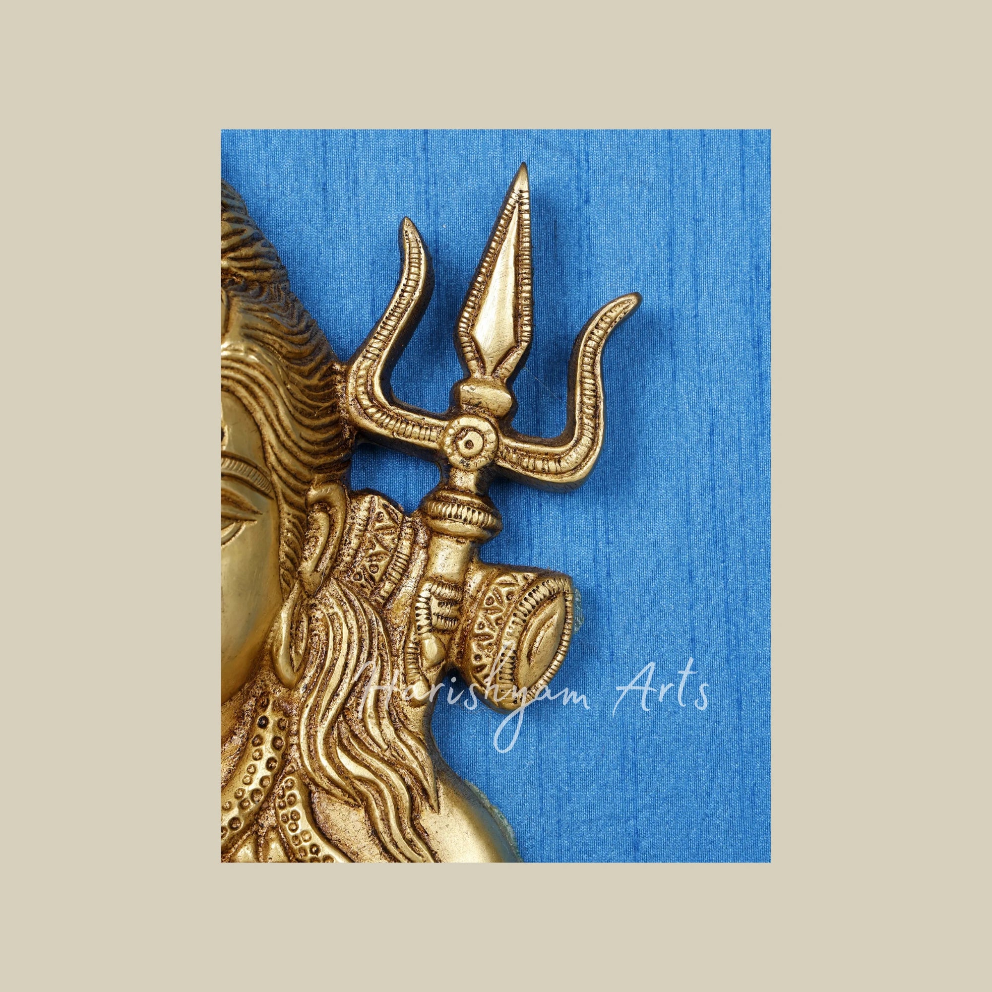 19" Lord Shiva Brass Wall Sculpture with Wooden Frame