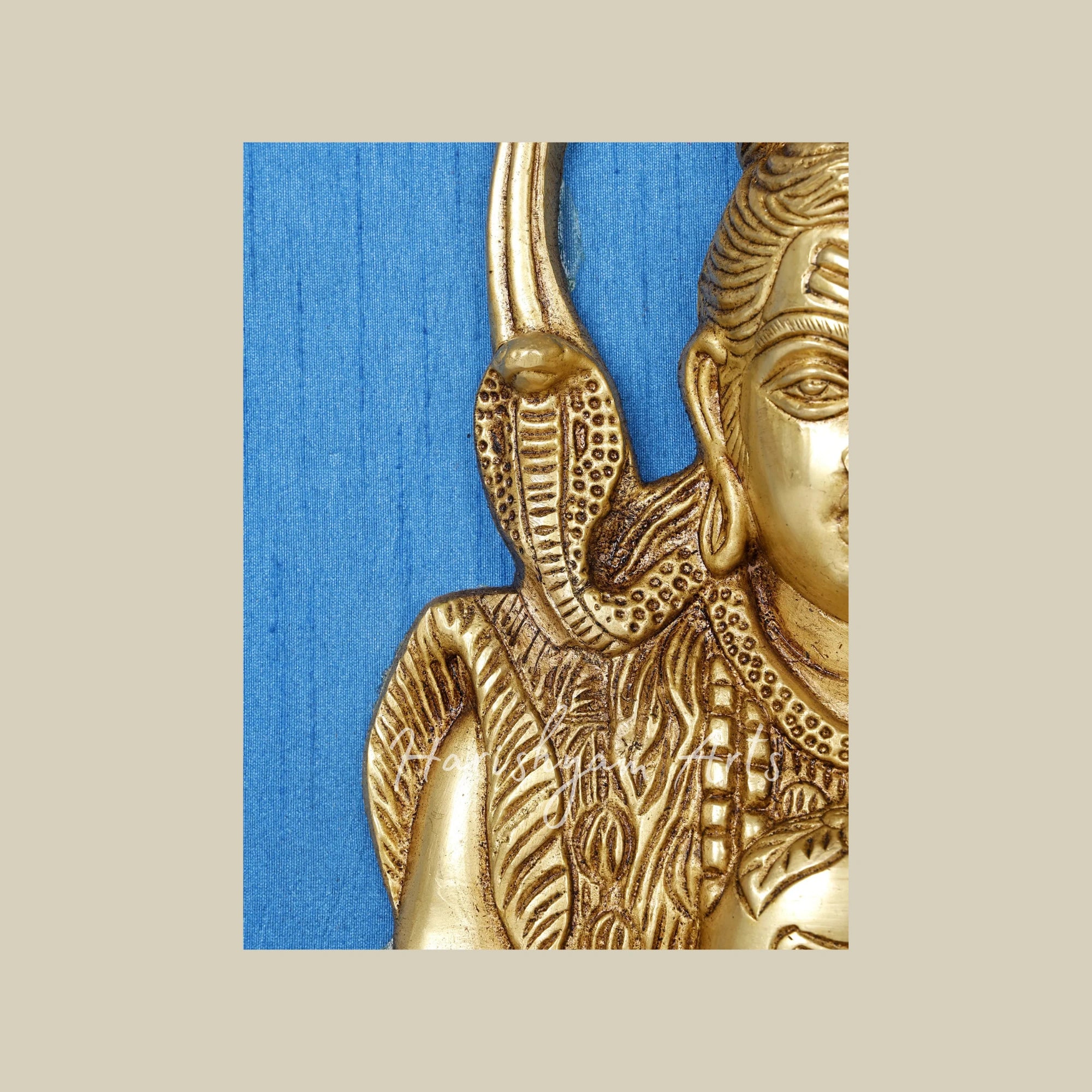 19" Lord Shiva Brass Wall Sculpture with Wooden Frame