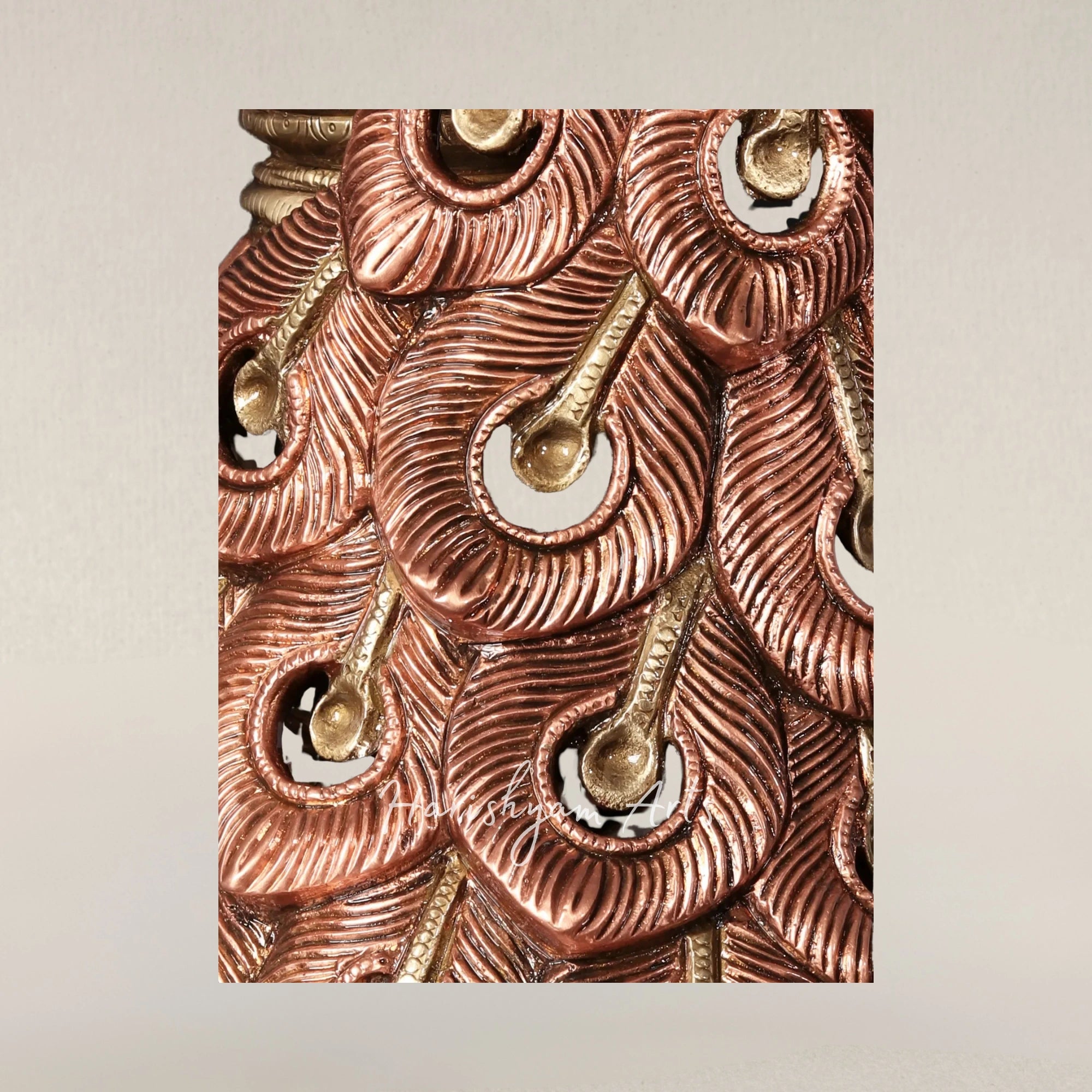 19" Radiant Brass Peacock Sculpture Adorned with 24 Karat Rose Gold Plating