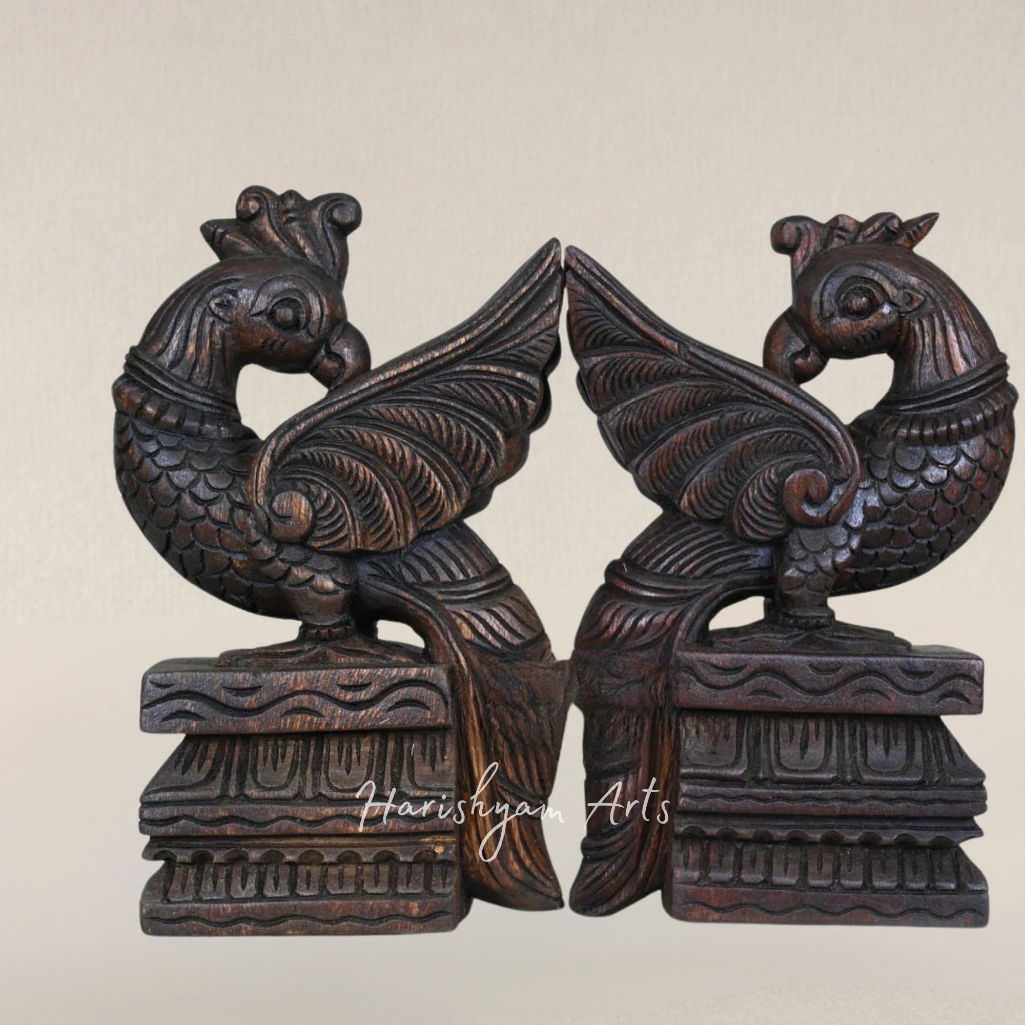 12" Annapakshi Decorative Bird Idol Traditional Wooden Craft Ornament