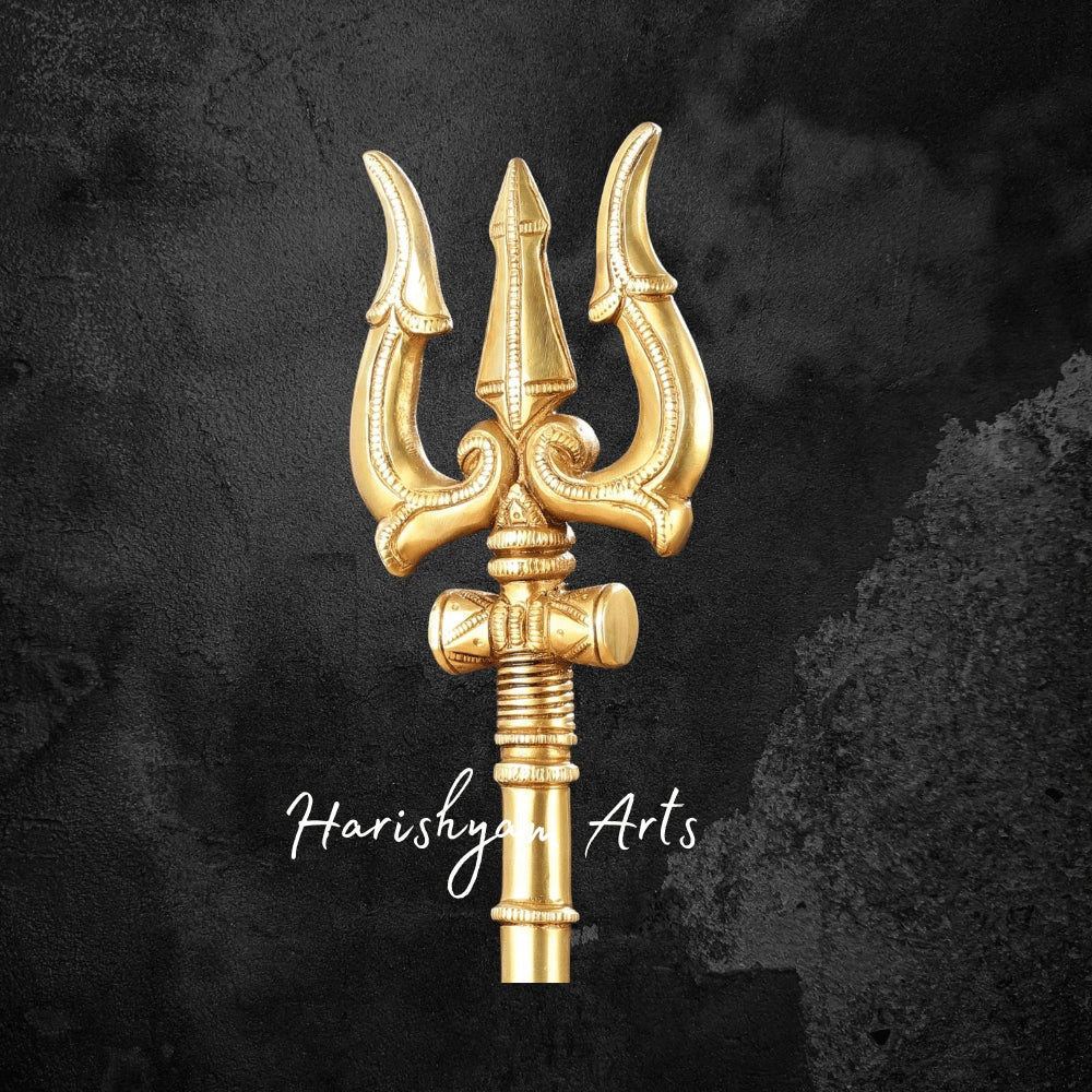 19" Superfine Brass Trishul Symbol of Lord Shiva’s Power