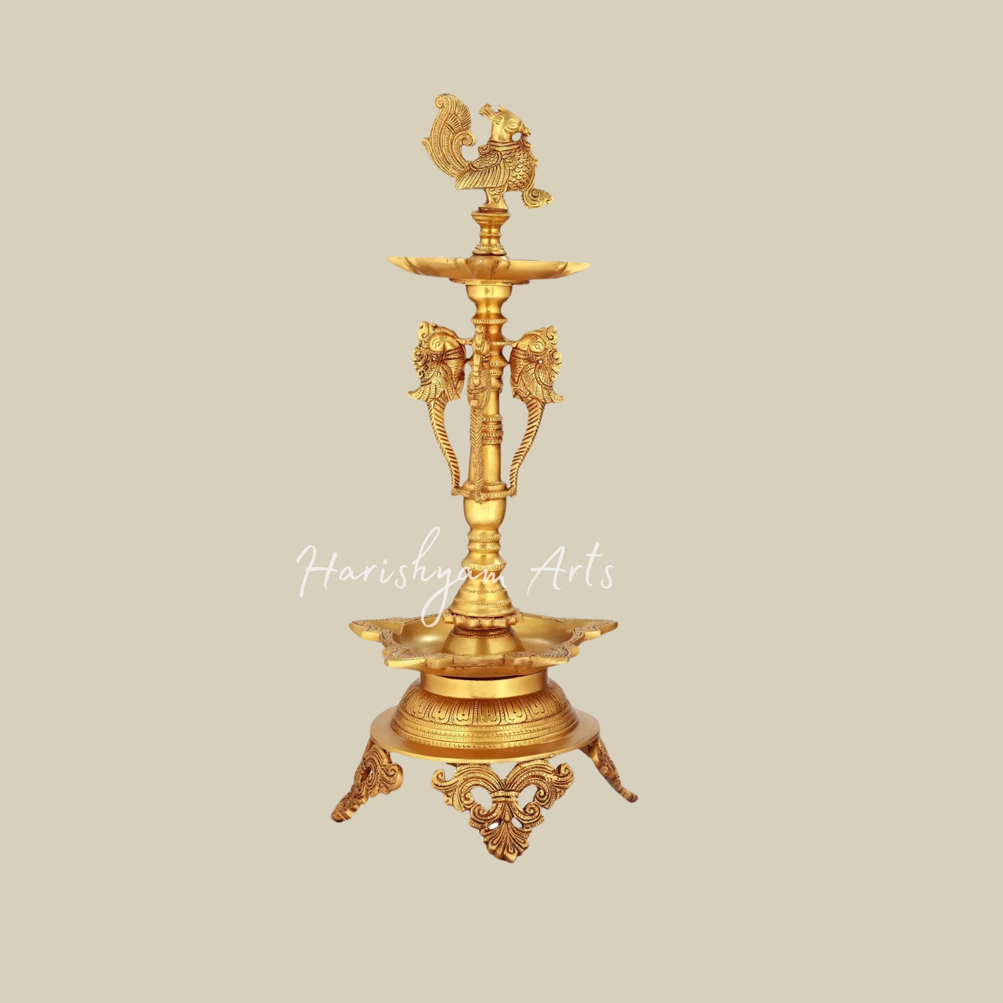 19" Brass Ten-Wick Mayur Lamp with Stand