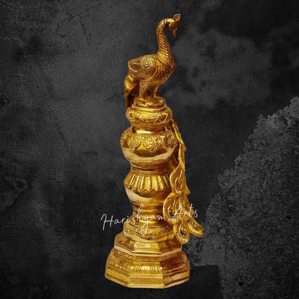 19" Brass Peacock Stand Decorative