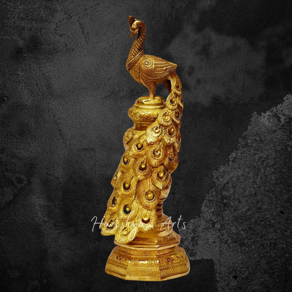 19" Brass Peacock Stand Decorative