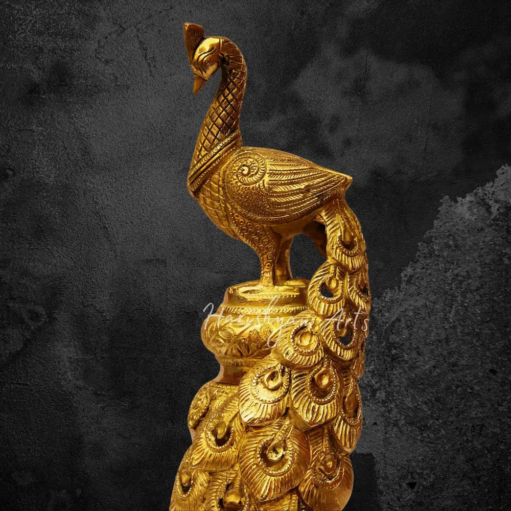 19" Brass Peacock Stand Decorative