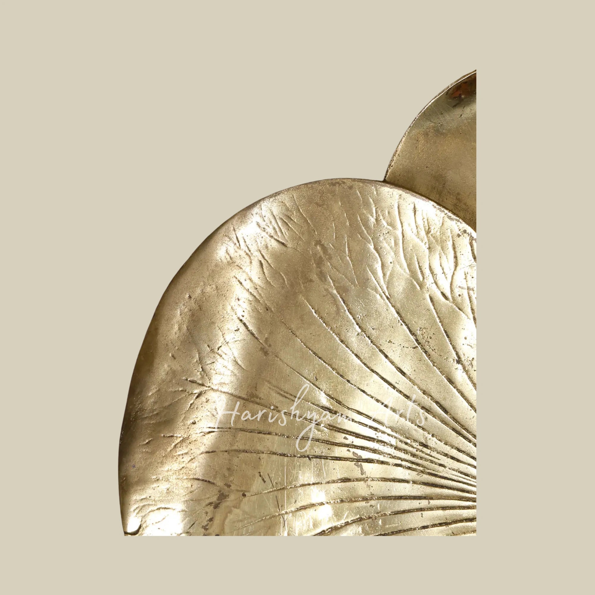 20"  Artistic Brass Leaf Wall Art with Handcrafted Wood Frame