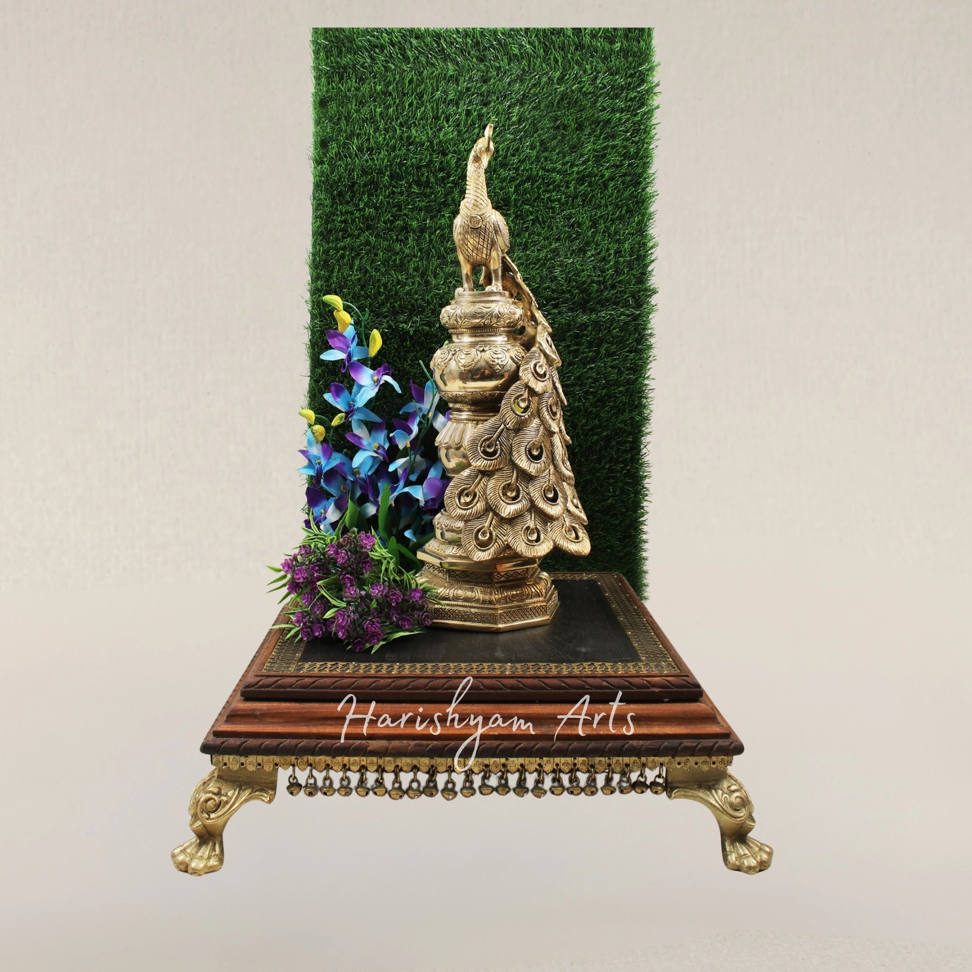 20" Artistic Brass Peacock Accent for Elegant Home Display