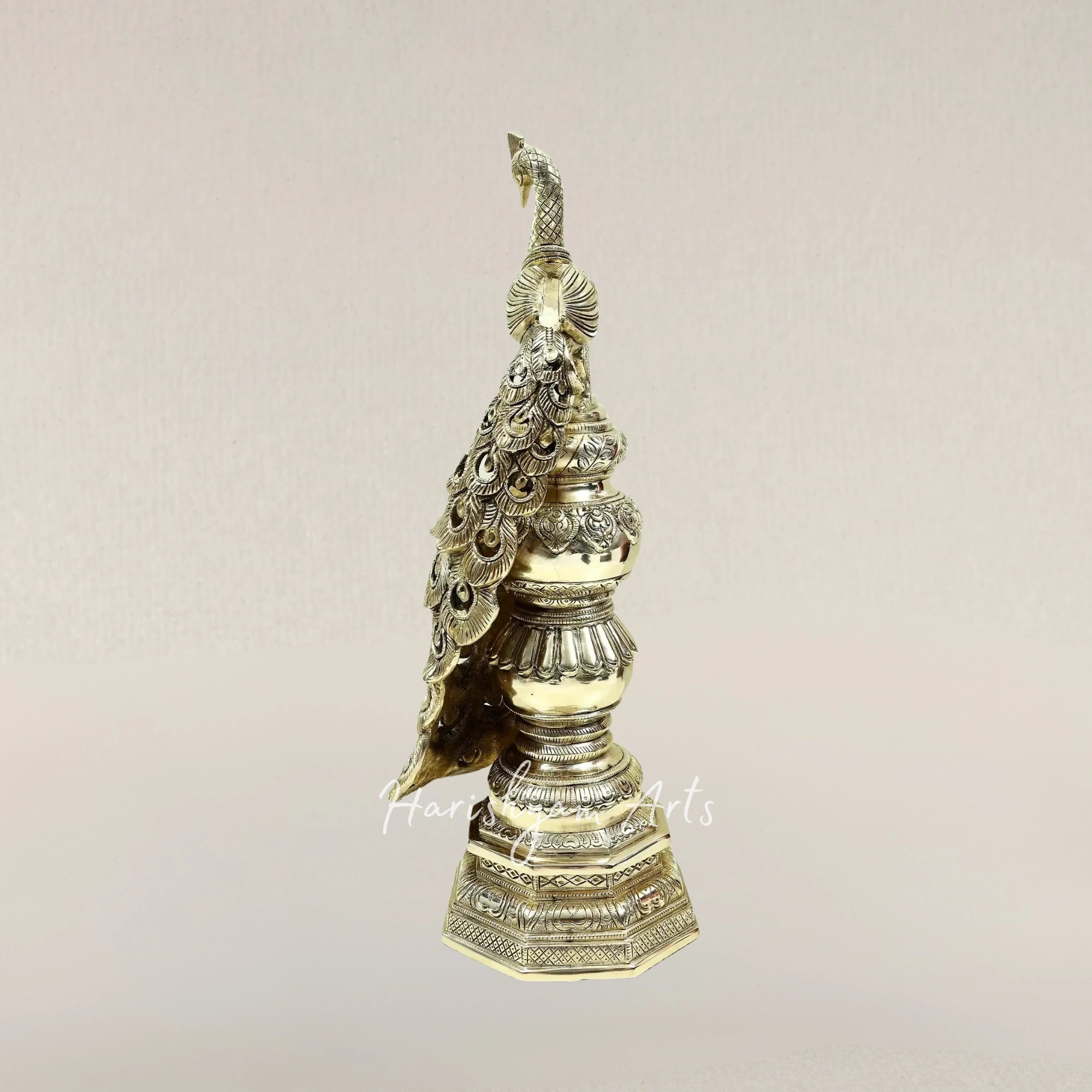 20" Artistic Brass Peacock Accent for Elegant Home Display