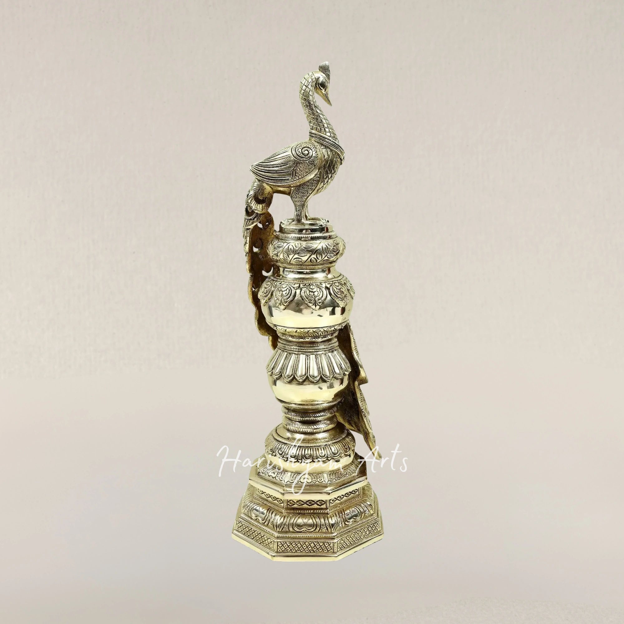 20" Artistic Brass Peacock Accent for Elegant Home Display