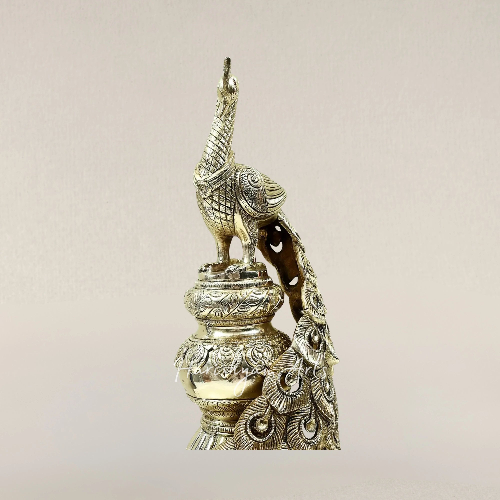 20" Artistic Brass Peacock Accent for Elegant Home Display