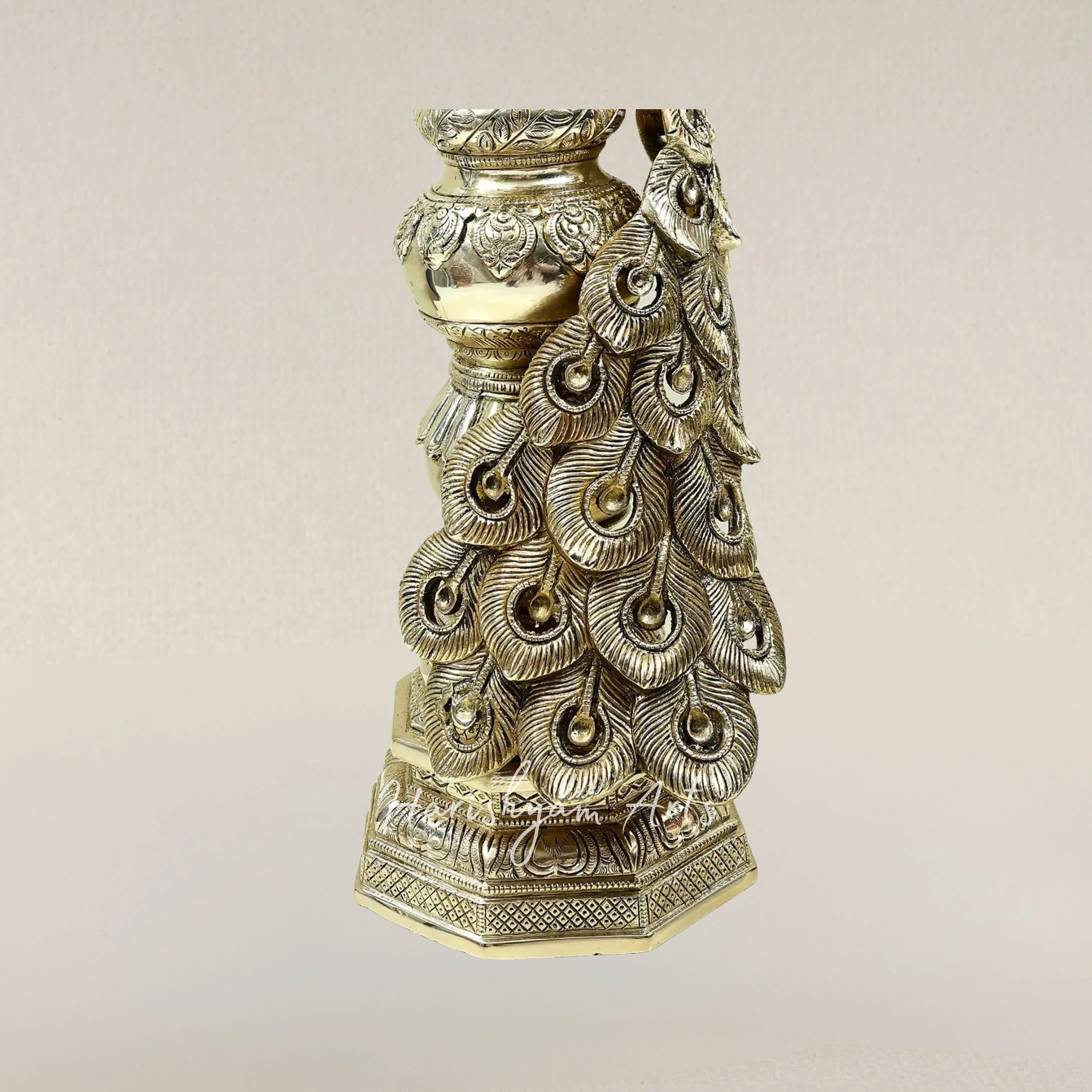 20" Artistic Brass Peacock Accent for Elegant Home Display