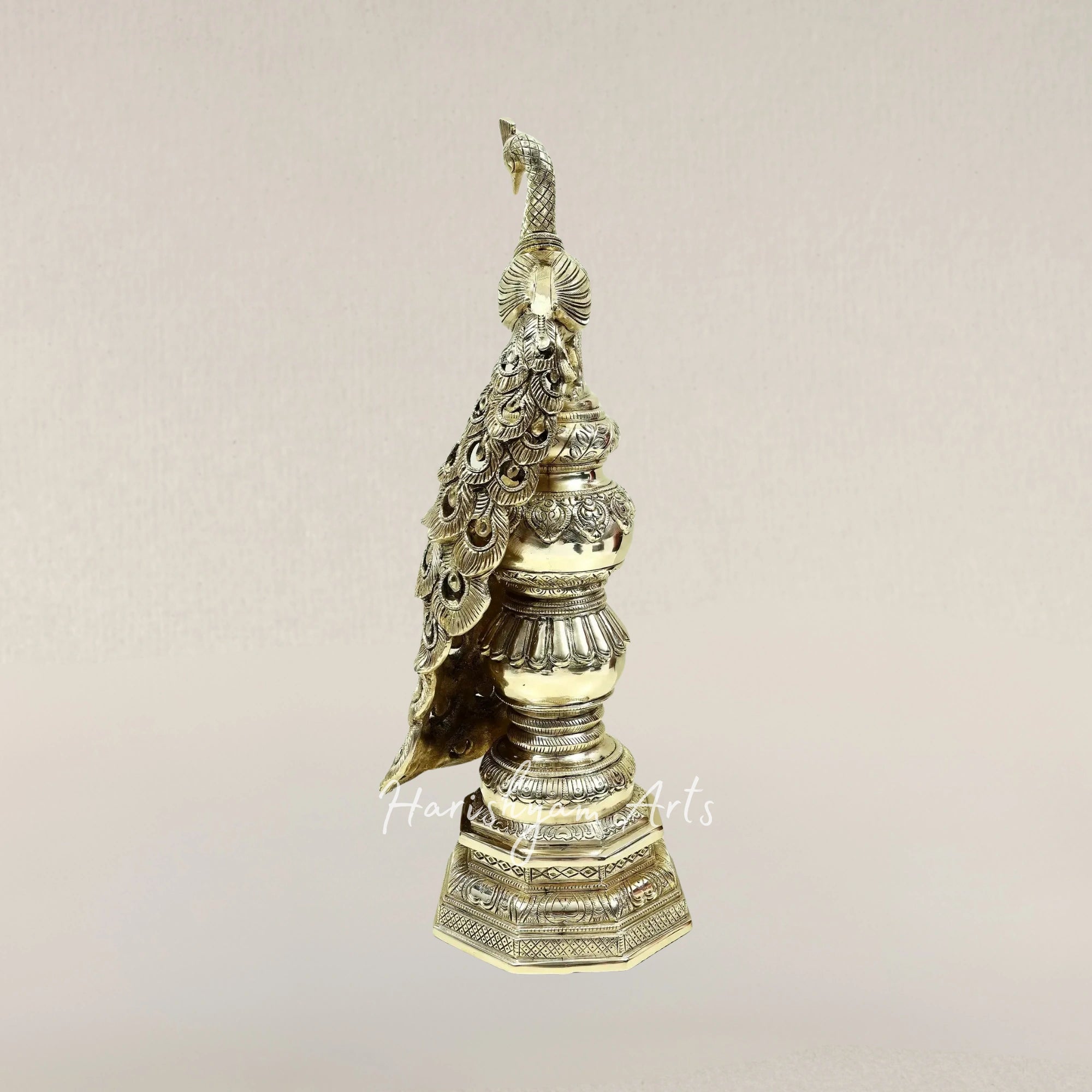 20" Artistic Brass Peacock Accent for Elegant Home Display