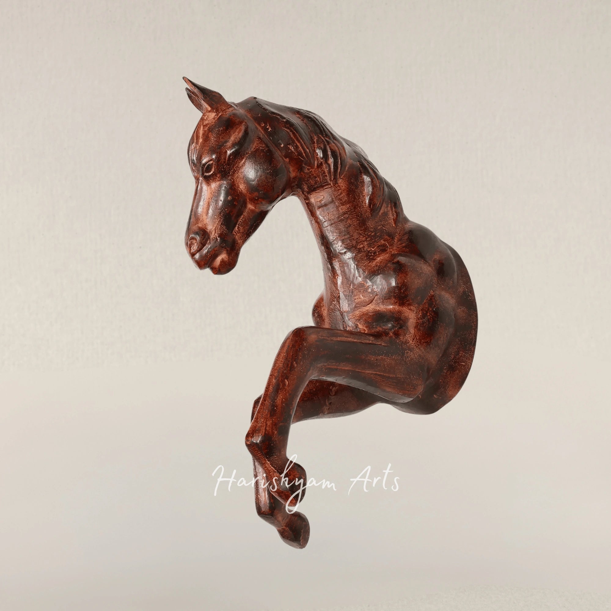 20" Brass Horse Wall Hanging Art Sculpture for Home Decoration