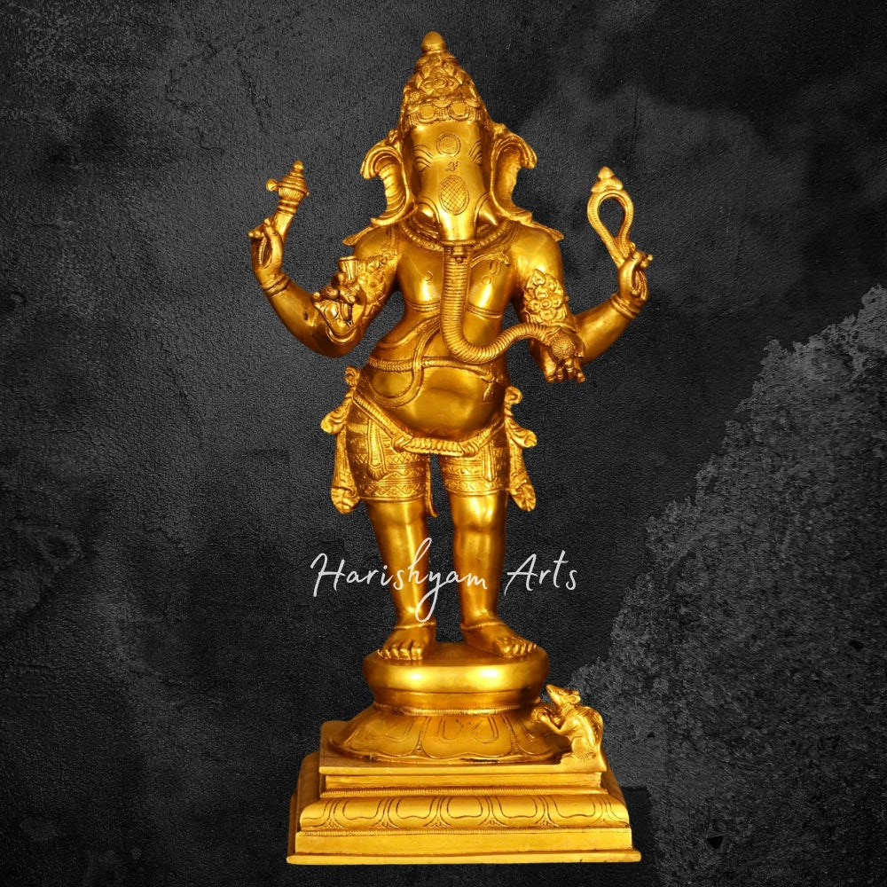 20" Brass Standing Lord Ganesha Statue