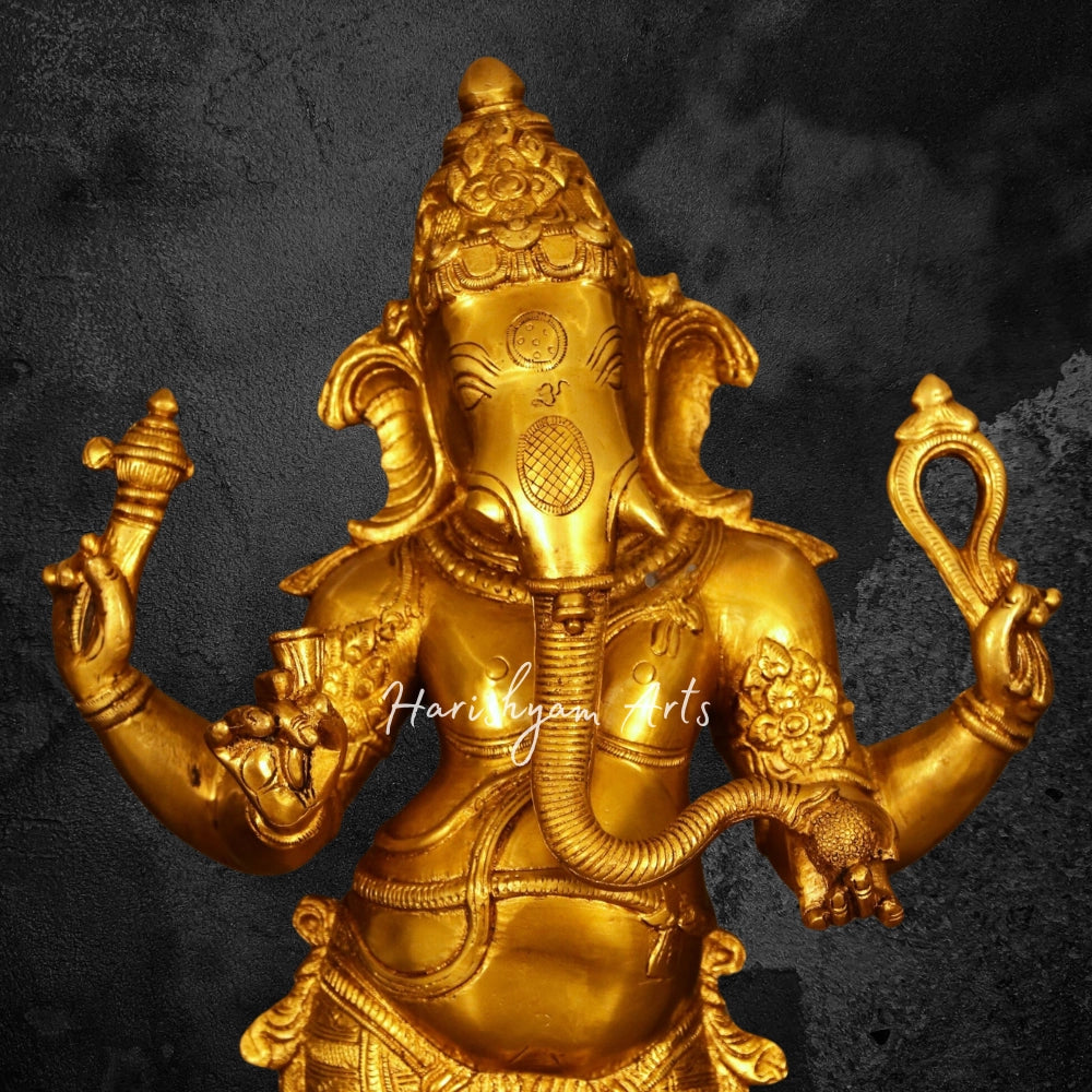 20" Brass Standing Lord Ganesha Statue